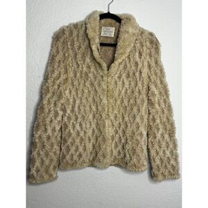 Pristine Paula Lishman M Rose Beige Sheared Beaver Cotton Knit Jacket